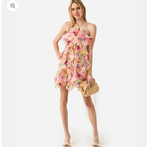 NWOT MISA Los Angeles Miah Floral Ruffle Hello Yellow Floral Dress Size Small - Picture 1 of 10